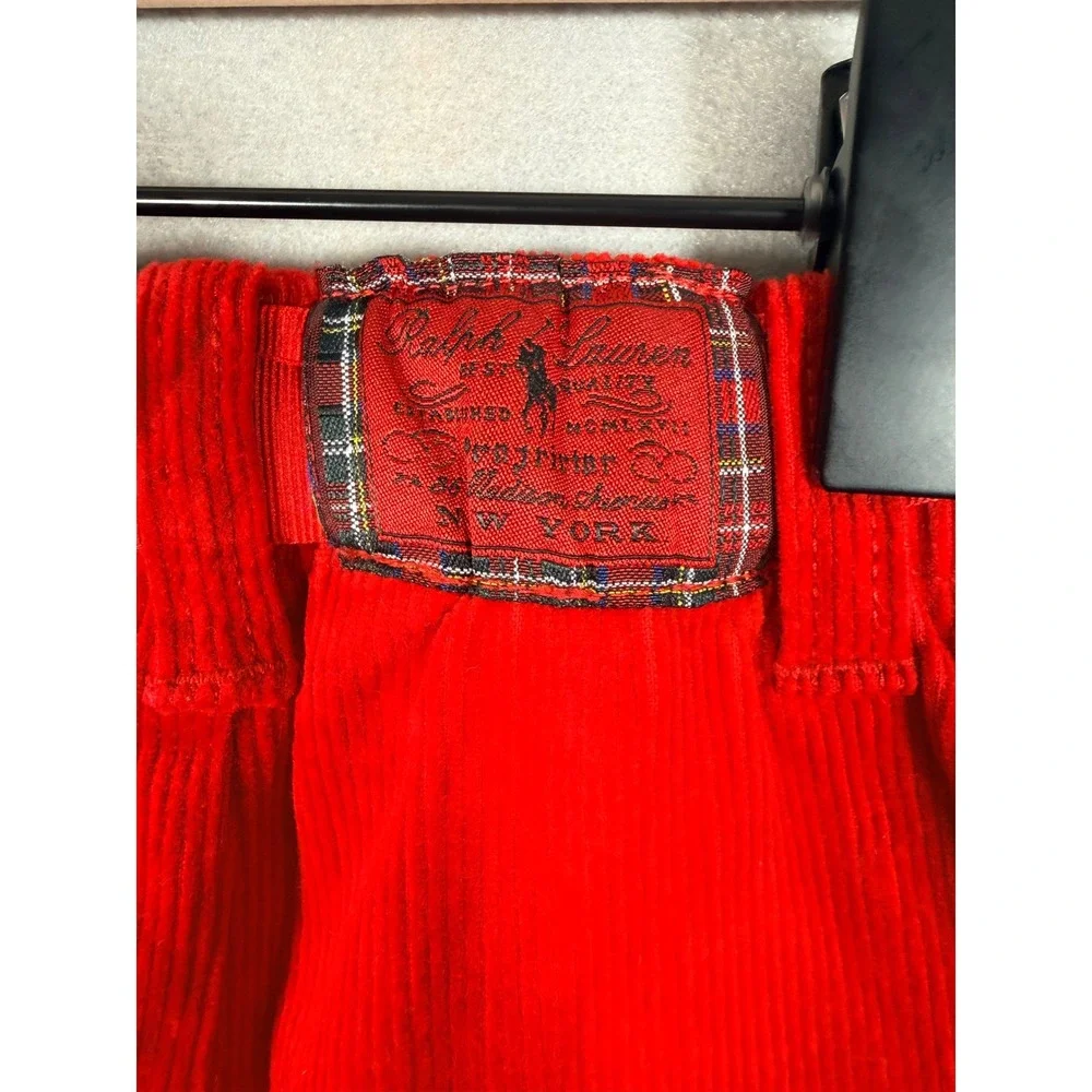 Ralph Lauren Baby Red Corduroy Pants with Ribbon Belt 9M Holiday Preppy